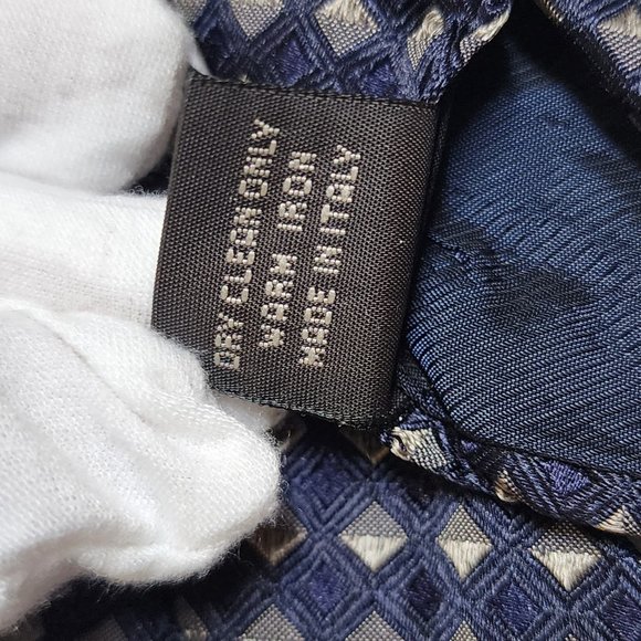 Men's Z Zegna Blue Check Italian Silk Tie - Picture 5 of 6